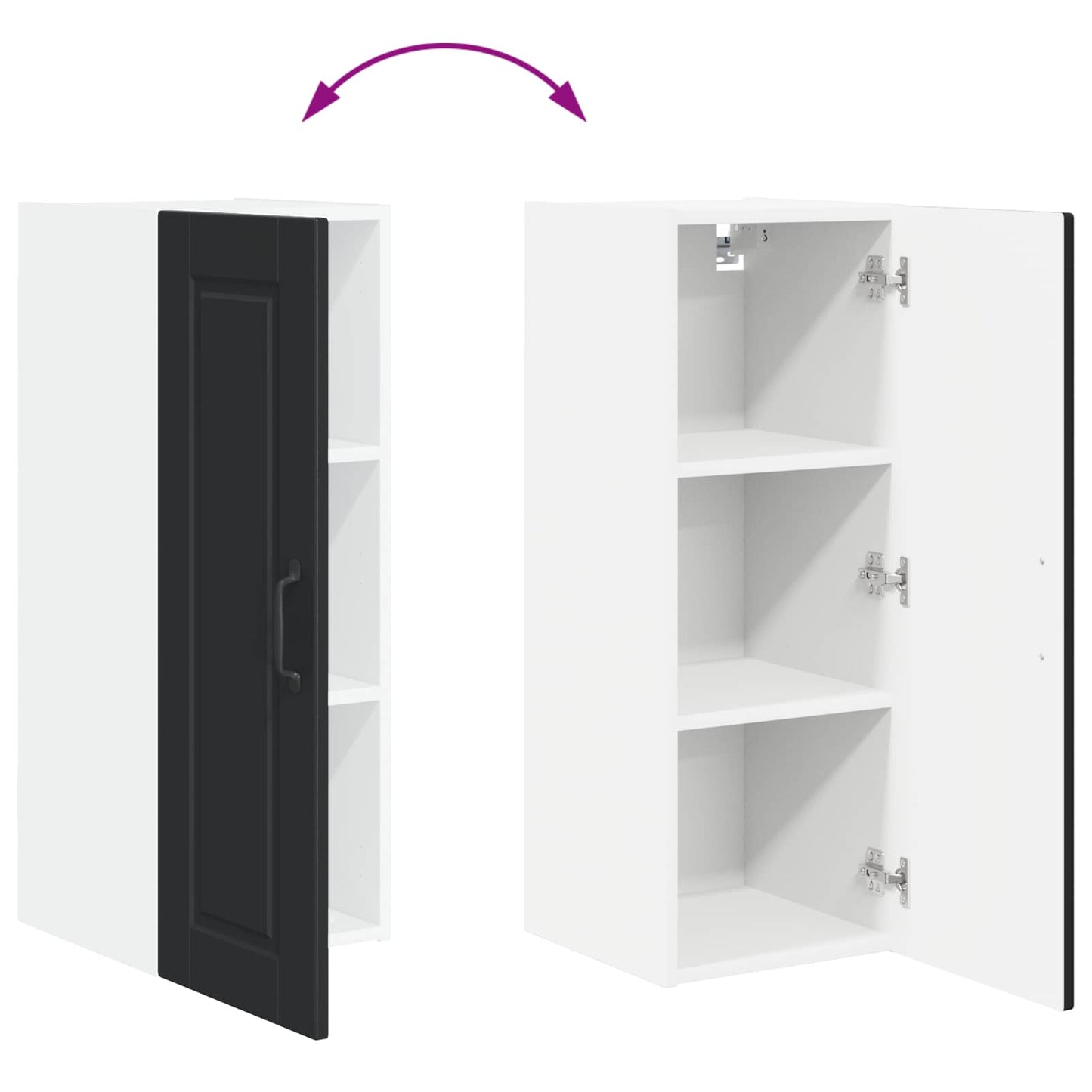 vidaXL Wall Cabinet PORTO Black 30 x 31 x 80 cm Engineered Wood