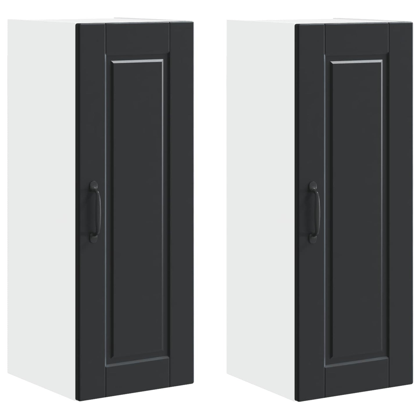 vidaXL Wall Cabinet PORTO 2 pcs Black 30 x 31 x 80 cm Engineered Wood