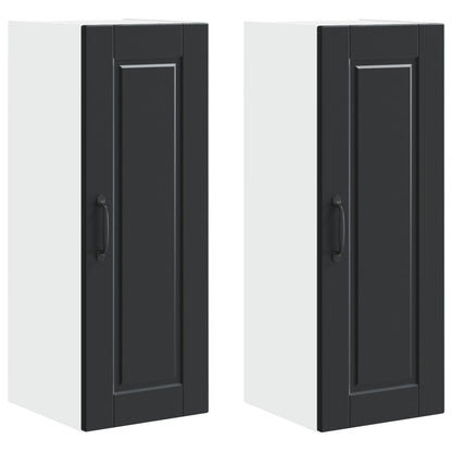 vidaXL Wall Cabinet PORTO 2 pcs Black 30 x 31 x 80 cm Engineered Wood