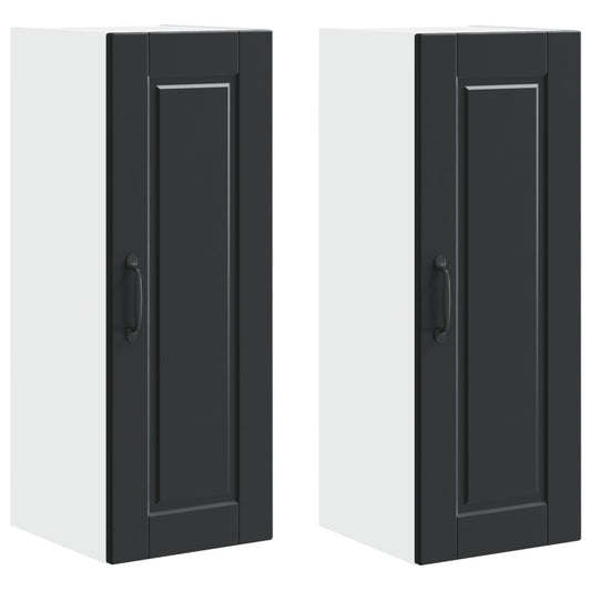 vidaXL Wall Cabinet PORTO 2 pcs Black 30 x 31 x 80 cm Engineered Wood