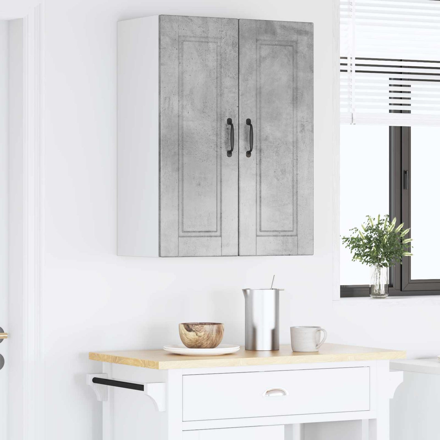 vidaXL Wall Cabinet PORTO 2 pcs Concrete Grey 30 x 31 x 80 cm
