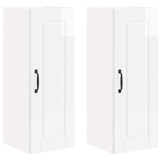 vidaXL Wall Cabinet PORTO 2 pcs High Gloss White 30 x 31 x 80 cm