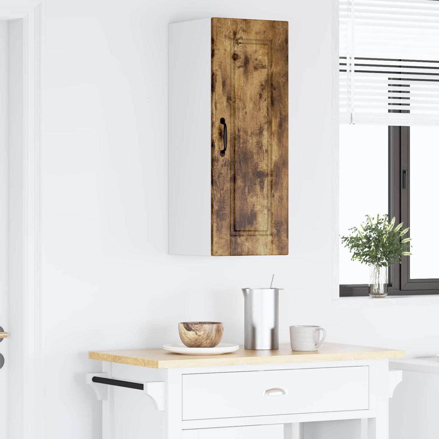 vidaXL Wall Cabinet PORTO Smoked Oak 30 x 31 x 80 cm Engineered Wood