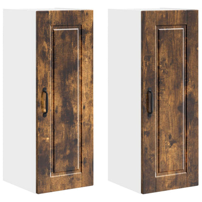vidaXL Wall Cabinet PORTO 2 pcs Smoked Oak Engineered Wood