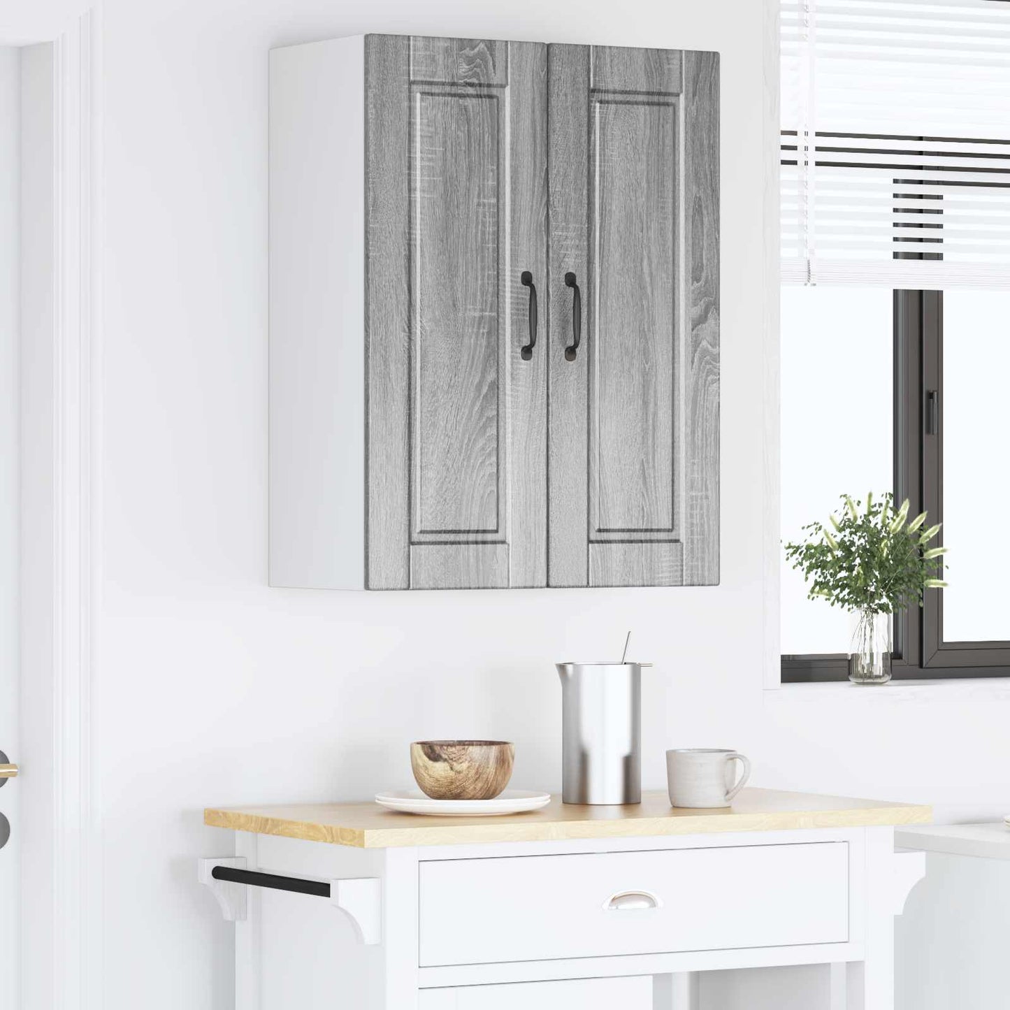 vidaXL Wall Cabinet PORTO 2 pcs Grey Sonoma 30 x 31 x 80 cm