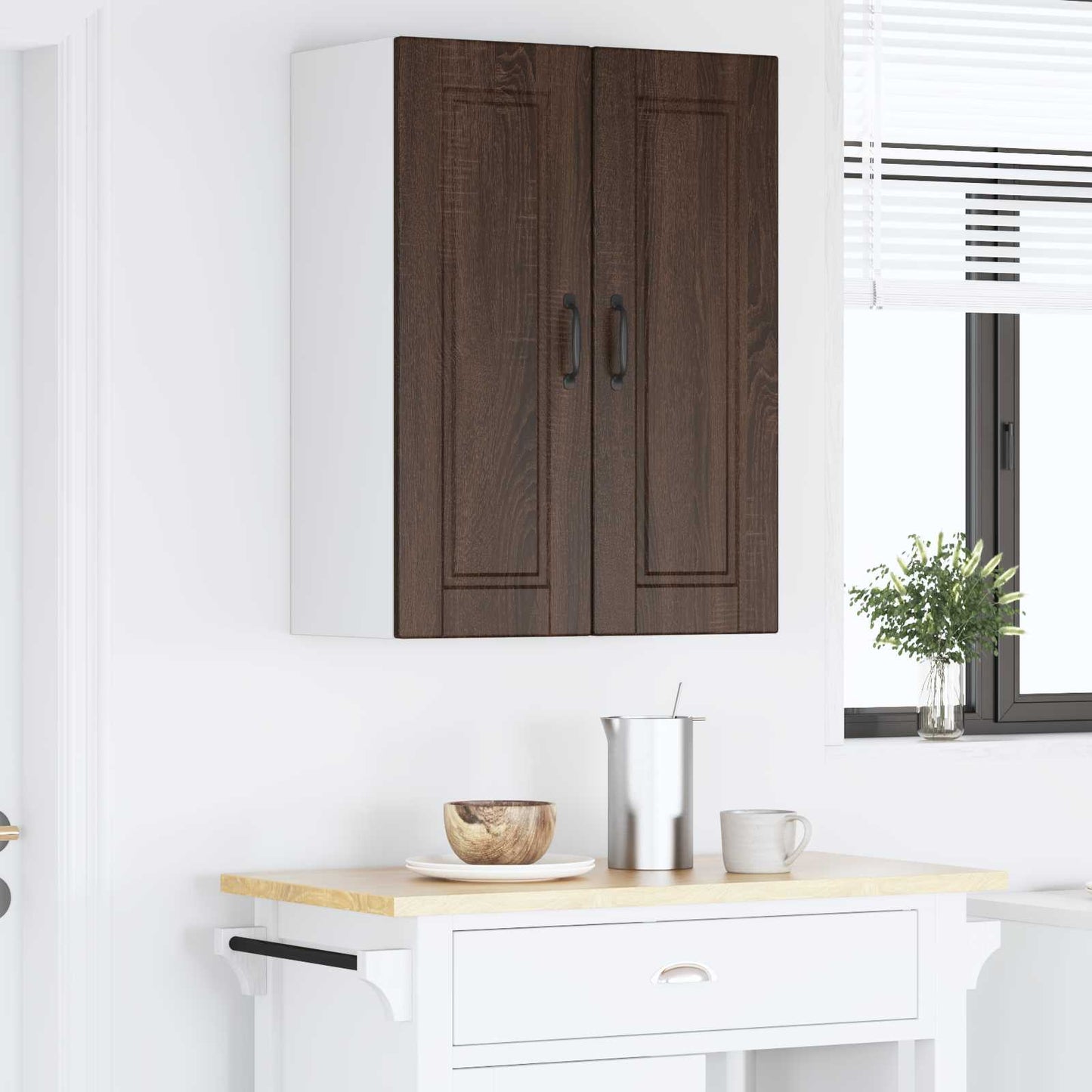vidaXL Wall Cabinet PORTO 2 pcs Brown Oak 30 x 31 x 80 cm