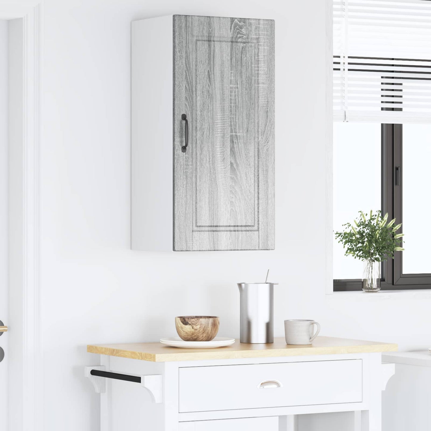 vidaXL Wall Cabinet PORTO Grey Sonoma 40 x 31 x 80 cm Engineered Wood