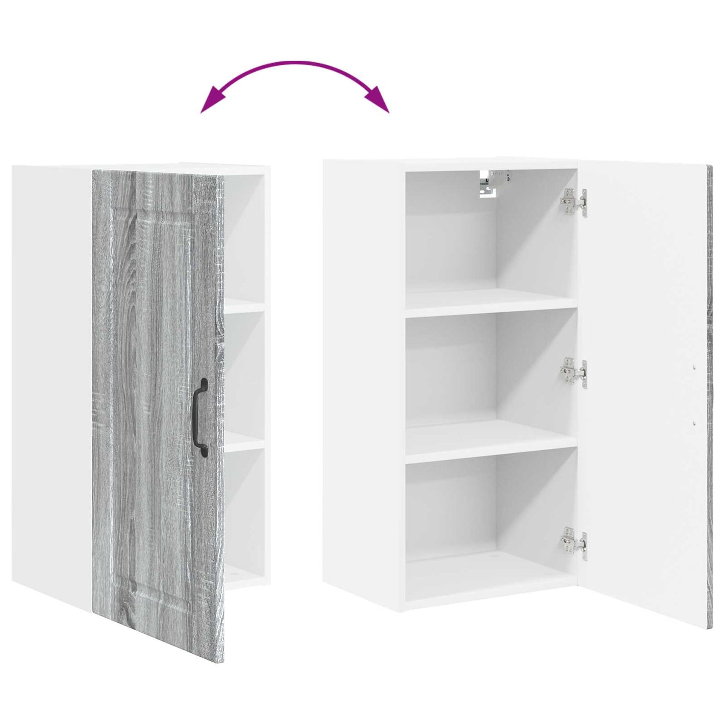vidaXL Wall Cabinet PORTO Grey Sonoma 40 x 31 x 80 cm Engineered Wood