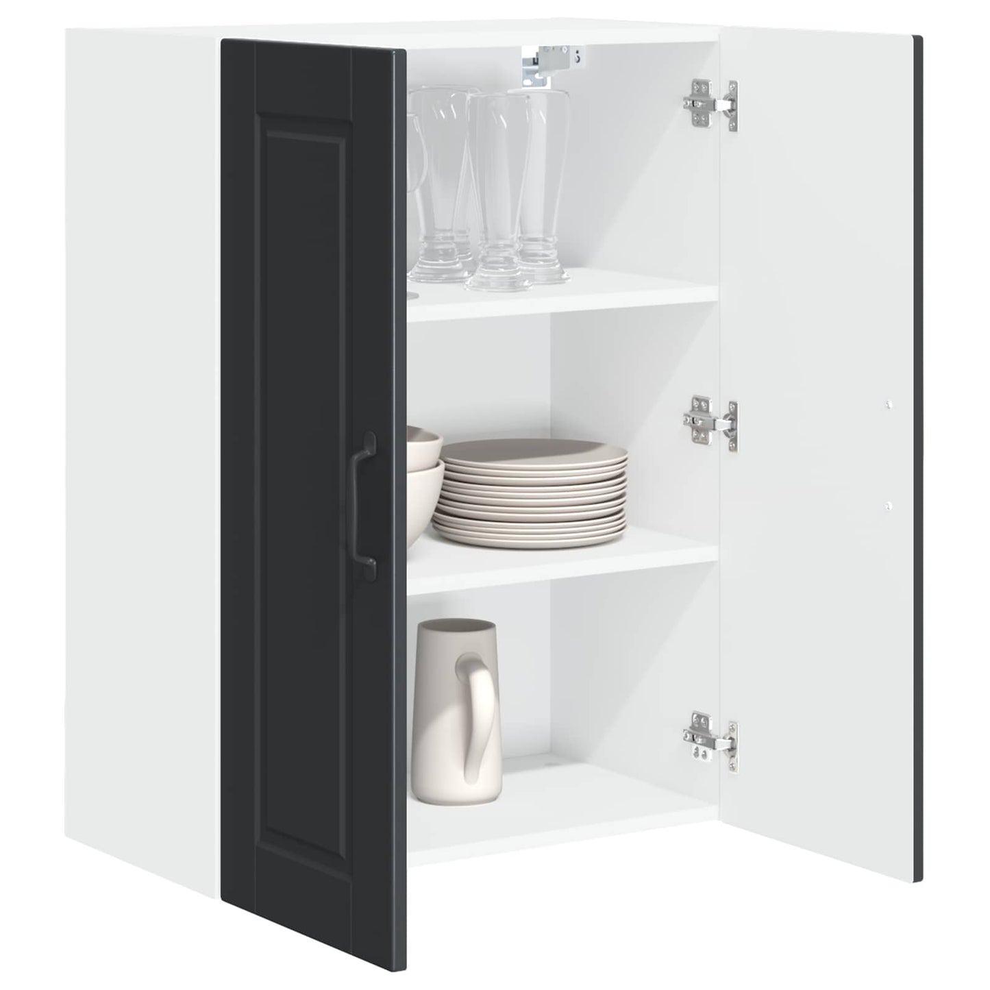vidaXL Wall Cabinet PORTO Black 60 x 31 x 80 cm Engineered Wood