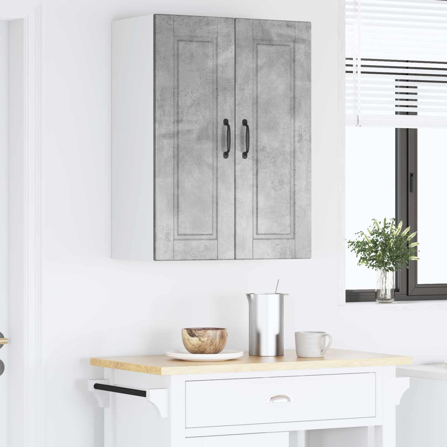 vidaXL Wall Cabinet PORTO Concrete Grey 60 x 31 x 80 cm