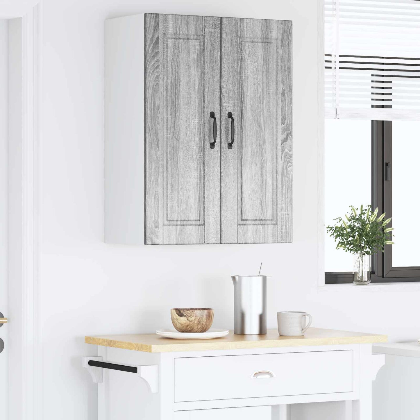vidaXL Wall Cabinet PORTO Grey Sonoma 60 x 31 x 80 cm Engineered Wood