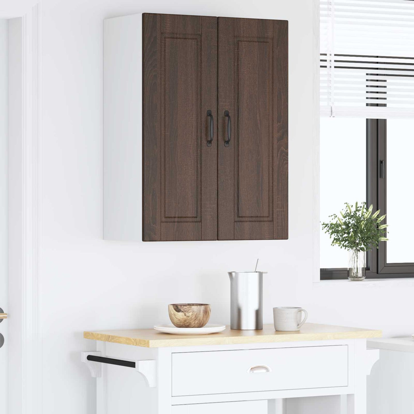 vidaXL Wall Cabinet PORTO Brown Oak 60 x 31 x 80 cm Engineered Wood