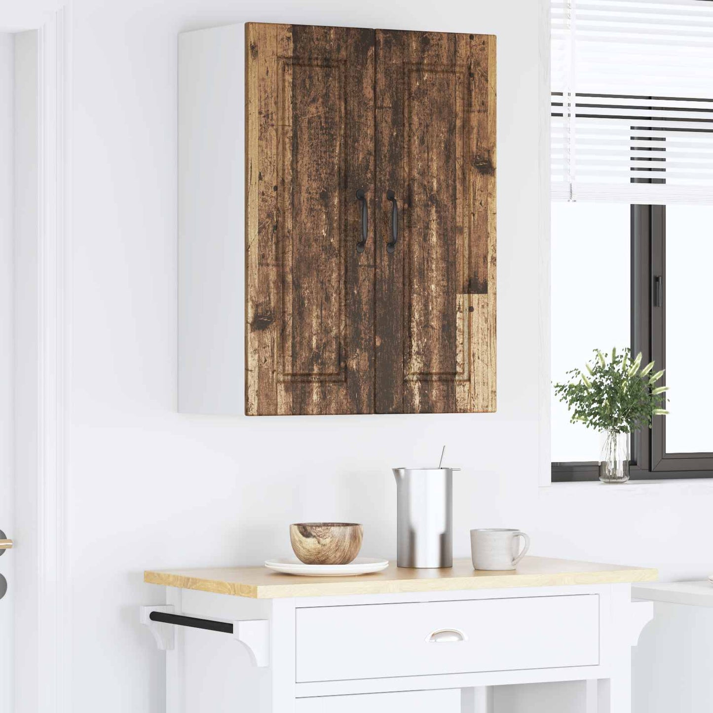 vidaXL Wall Cabinet PORTO Old Wood 60 x 31 x 80 cm Engineered Wood