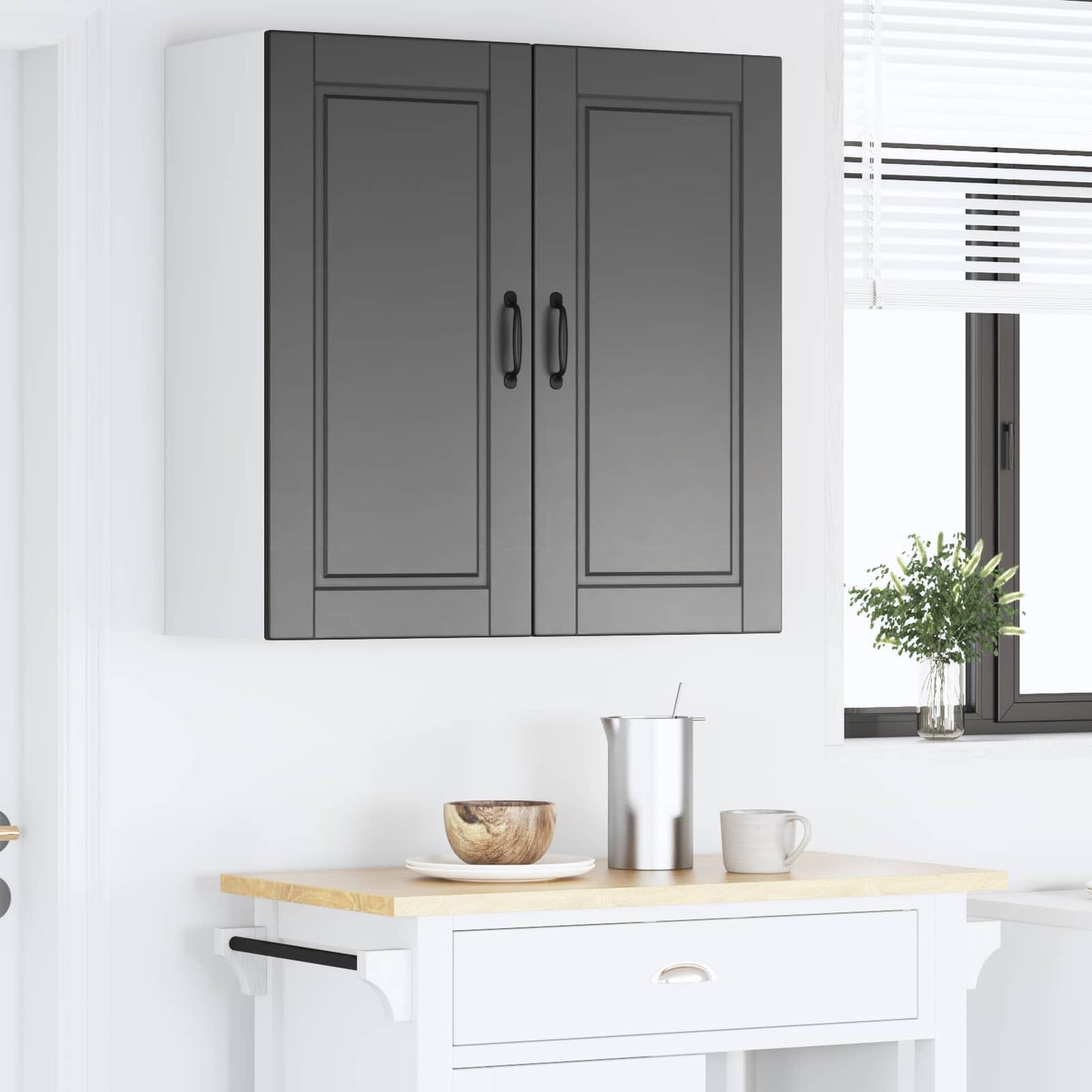 vidaXL Wall Cabinet PORTO Black 80 x 31 x 80 cm Engineered Wood