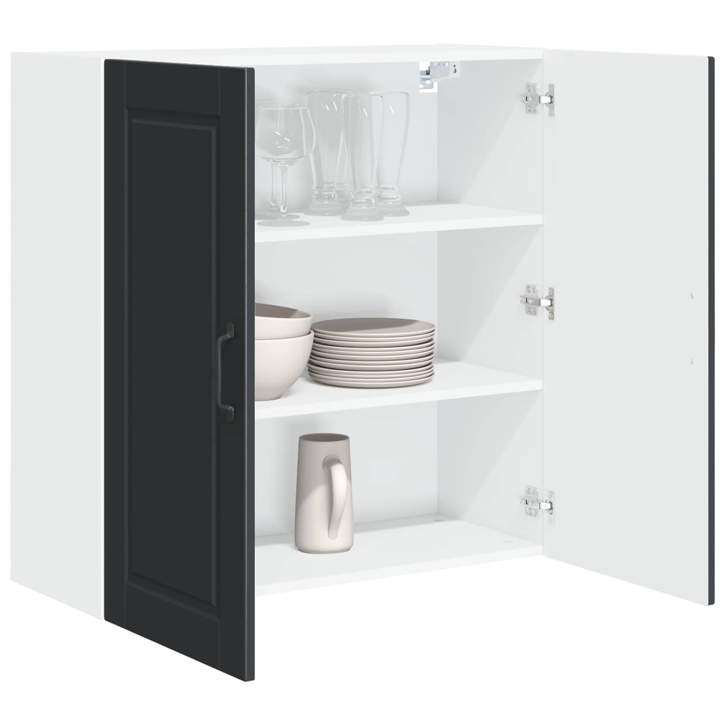 vidaXL Wall Cabinet PORTO Black 80 x 31 x 80 cm Engineered Wood