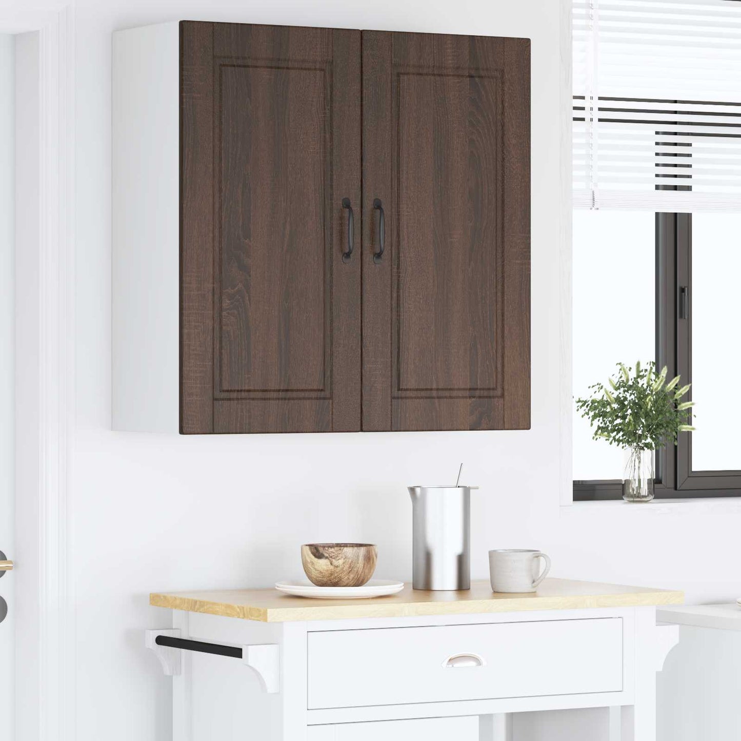 vidaXL Wall Cabinet PORTO Brown Oak 80 x 31 x 80 cm Engineered Wood