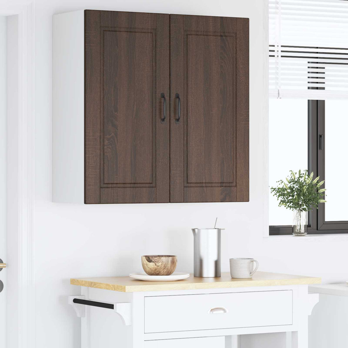 vidaXL Wall Cabinet PORTO Brown Oak 80 x 31 x 80 cm Engineered Wood
