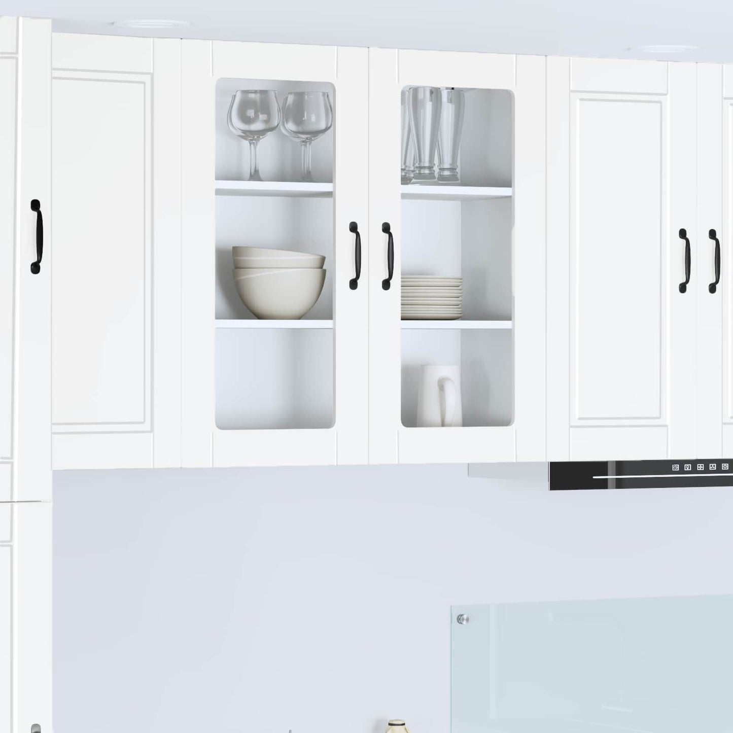 vidaXL Wall Glass Cabinet PORTO White 80 x 31 x 80 cm Engineered Wood
