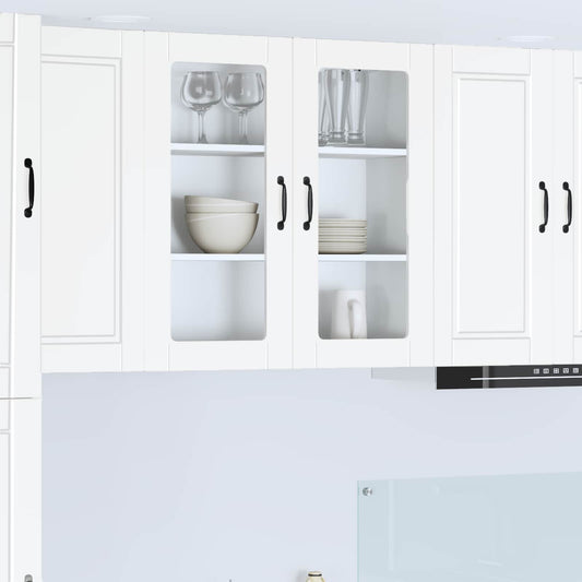 vidaXL Wall Glass Cabinet PORTO White 80 x 31 x 80 cm Engineered Wood