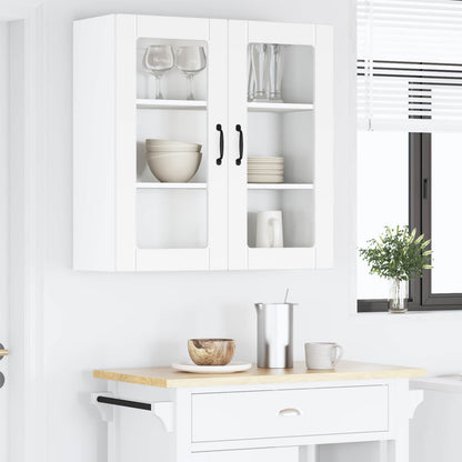 vidaXL Wall Glass Cabinet PORTO White 80 x 31 x 80 cm Engineered Wood