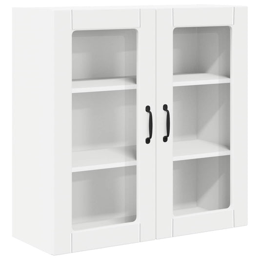 vidaXL Wall Glass Cabinet PORTO White 80 x 31 x 80 cm Engineered Wood