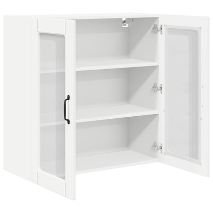 vidaXL Wall Glass Cabinet PORTO White 80 x 31 x 80 cm Engineered Wood