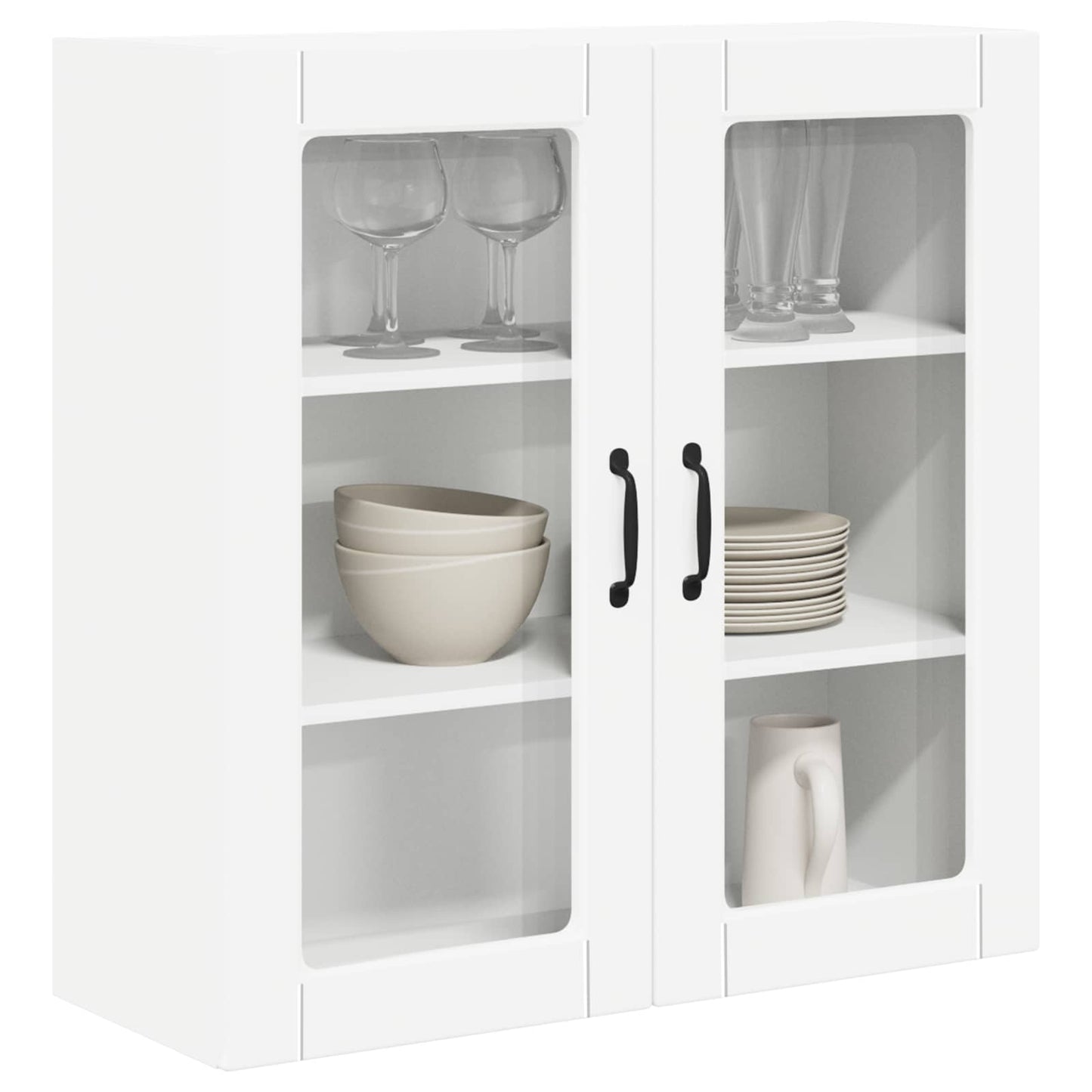 vidaXL Wall Glass Cabinet PORTO White 80 x 31 x 80 cm Engineered Wood