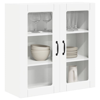 vidaXL Wall Glass Cabinet PORTO White 80 x 31 x 80 cm Engineered Wood