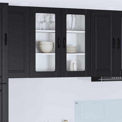 vidaXL Wall Glass Cabinet PORTO Black 80 x 31 x 80 cm Engineered Wood