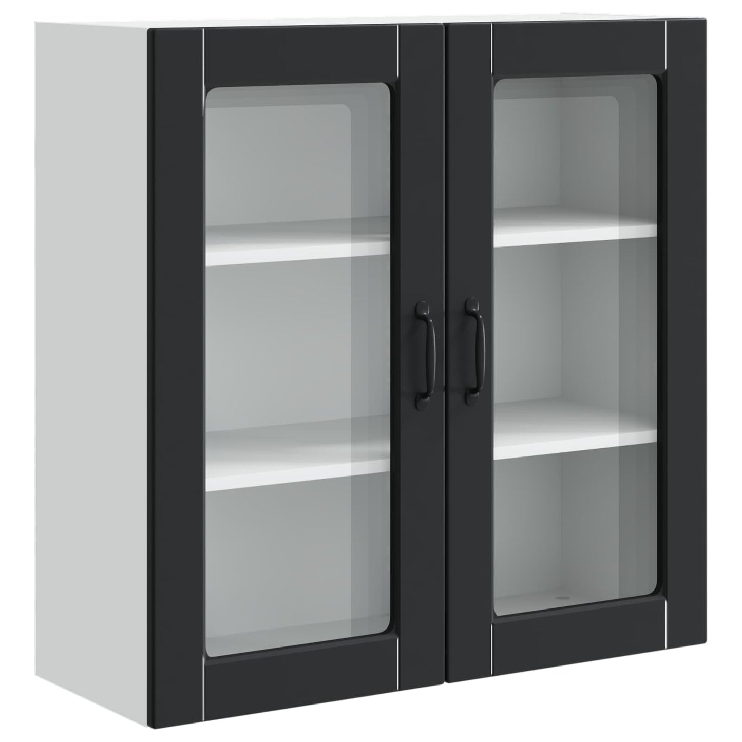 vidaXL Wall Glass Cabinet PORTO Black 80 x 31 x 80 cm Engineered Wood