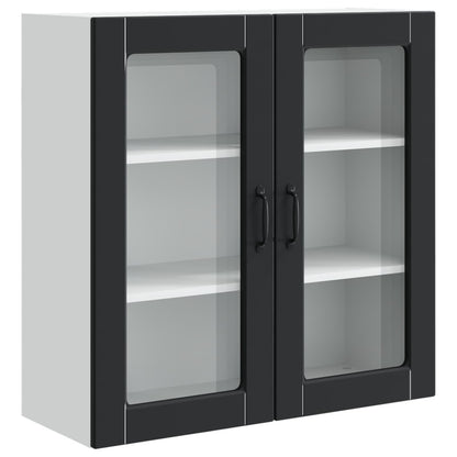 vidaXL Wall Glass Cabinet PORTO Black 80 x 31 x 80 cm Engineered Wood