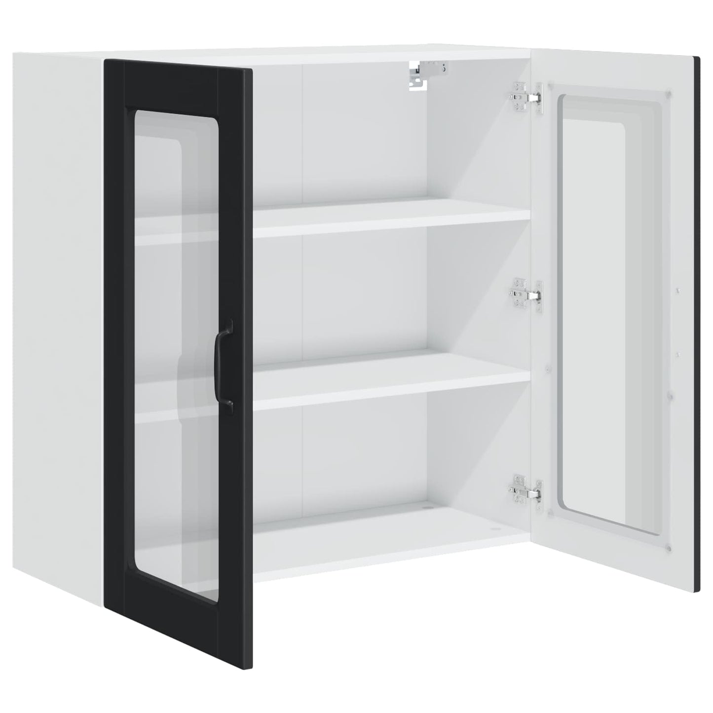 vidaXL Wall Glass Cabinet PORTO Black 80 x 31 x 80 cm Engineered Wood
