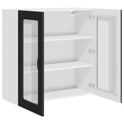 vidaXL Wall Glass Cabinet PORTO Black 80 x 31 x 80 cm Engineered Wood
