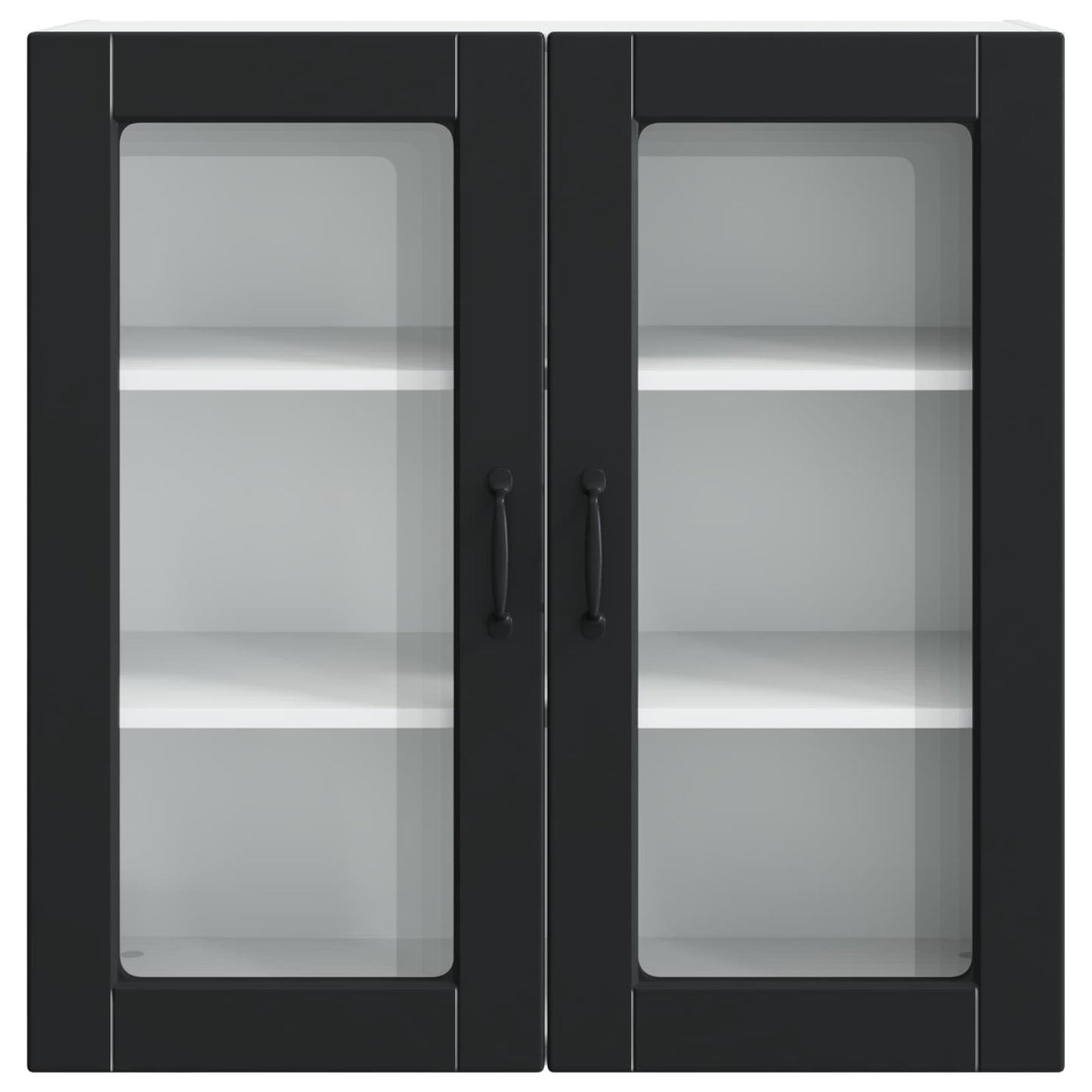 vidaXL Wall Glass Cabinet PORTO Black 80 x 31 x 80 cm Engineered Wood