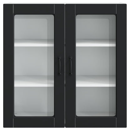 vidaXL Wall Glass Cabinet PORTO Black 80 x 31 x 80 cm Engineered Wood