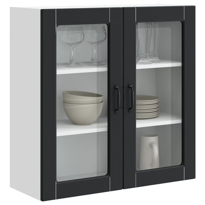 vidaXL Wall Glass Cabinet PORTO Black 80 x 31 x 80 cm Engineered Wood