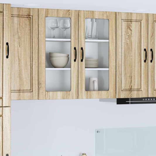 vidaXL Wall Glass Cabinet PORTO Sonoma Oak 80 x 31 x 80 cm
