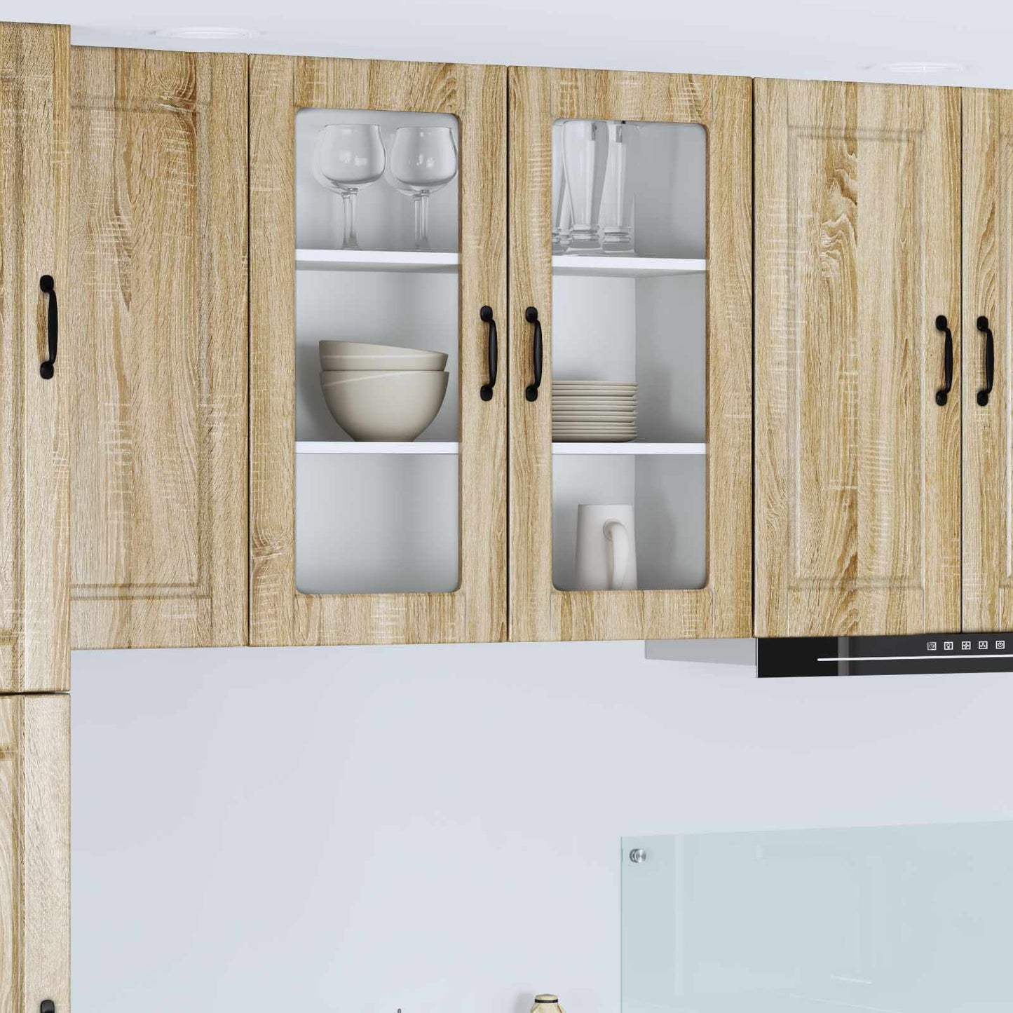 vidaXL Wall Glass Cabinet PORTO Sonoma Oak 80 x 31 x 80 cm