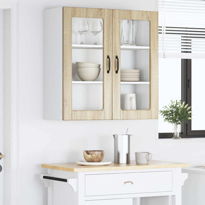 vidaXL Wall Glass Cabinet PORTO Sonoma Oak 80 x 31 x 80 cm