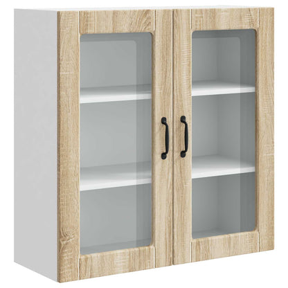vidaXL Wall Glass Cabinet PORTO Sonoma Oak 80 x 31 x 80 cm