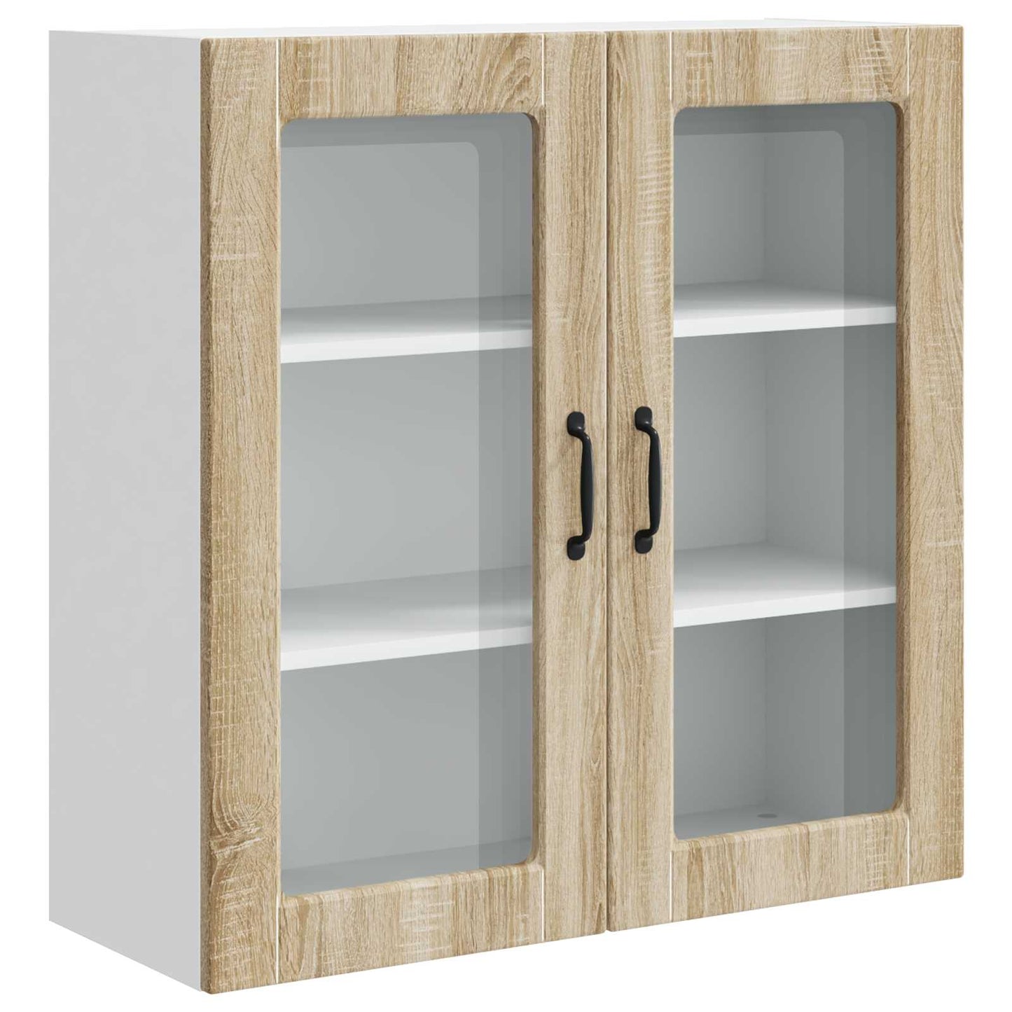 vidaXL Wall Glass Cabinet PORTO Sonoma Oak 80 x 31 x 80 cm
