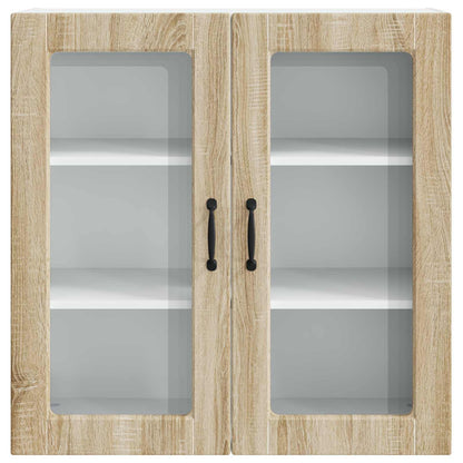 vidaXL Wall Glass Cabinet PORTO Sonoma Oak 80 x 31 x 80 cm