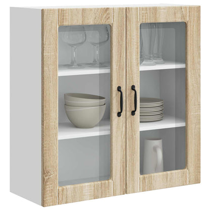 vidaXL Wall Glass Cabinet PORTO Sonoma Oak 80 x 31 x 80 cm