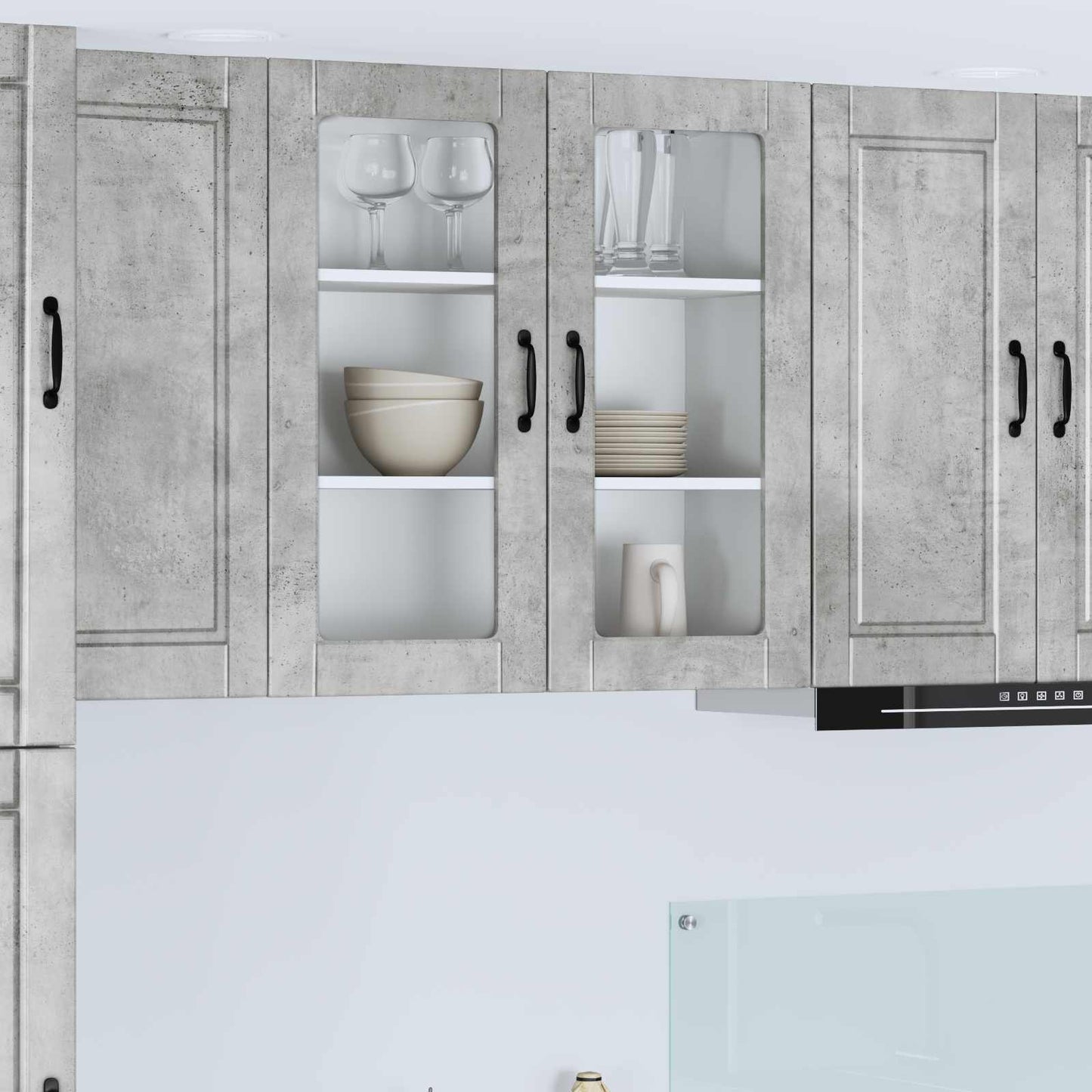 vidaXL Wall Glass Cabinet PORTO Concrete Grey 80 x 31 x 80 cm
