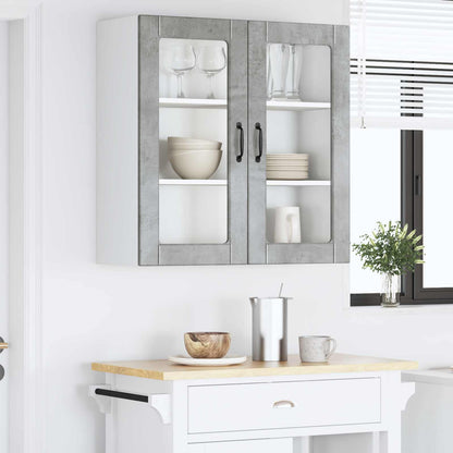 vidaXL Wall Glass Cabinet PORTO Concrete Grey 80 x 31 x 80 cm