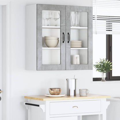 vidaXL Wall Glass Cabinet PORTO Concrete Grey 80 x 31 x 80 cm