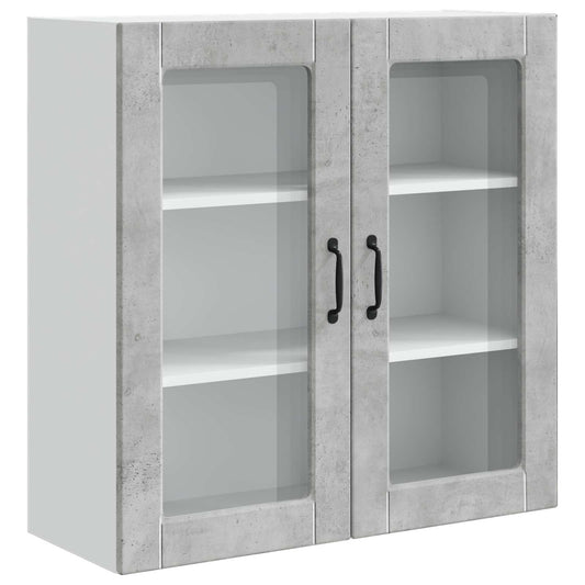 vidaXL Wall Glass Cabinet PORTO Concrete Grey 80 x 31 x 80 cm