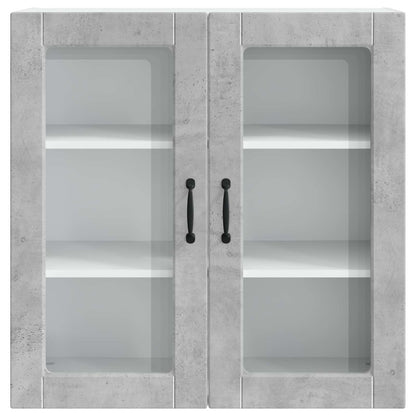 vidaXL Wall Glass Cabinet PORTO Concrete Grey 80 x 31 x 80 cm