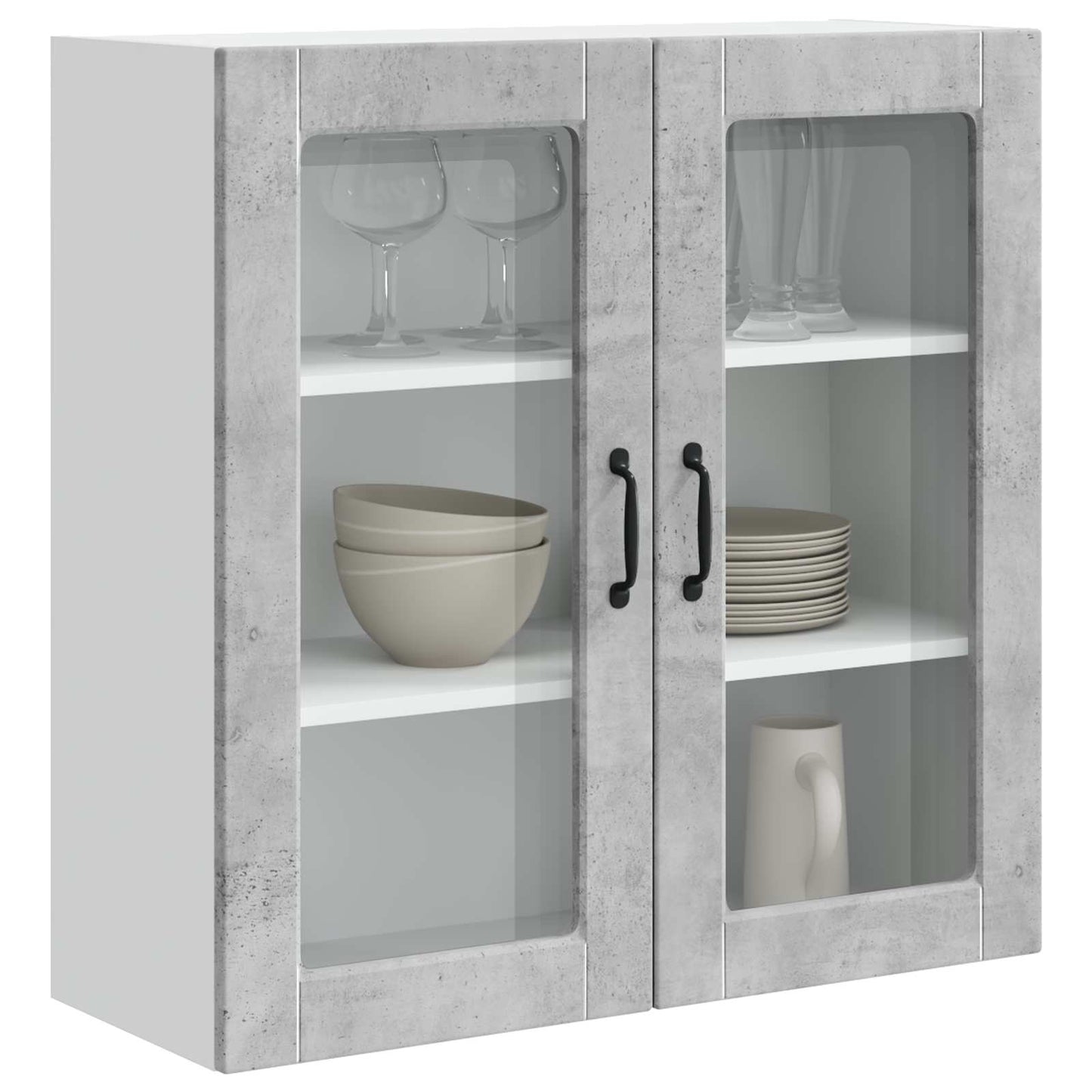 vidaXL Wall Glass Cabinet PORTO Concrete Grey 80 x 31 x 80 cm