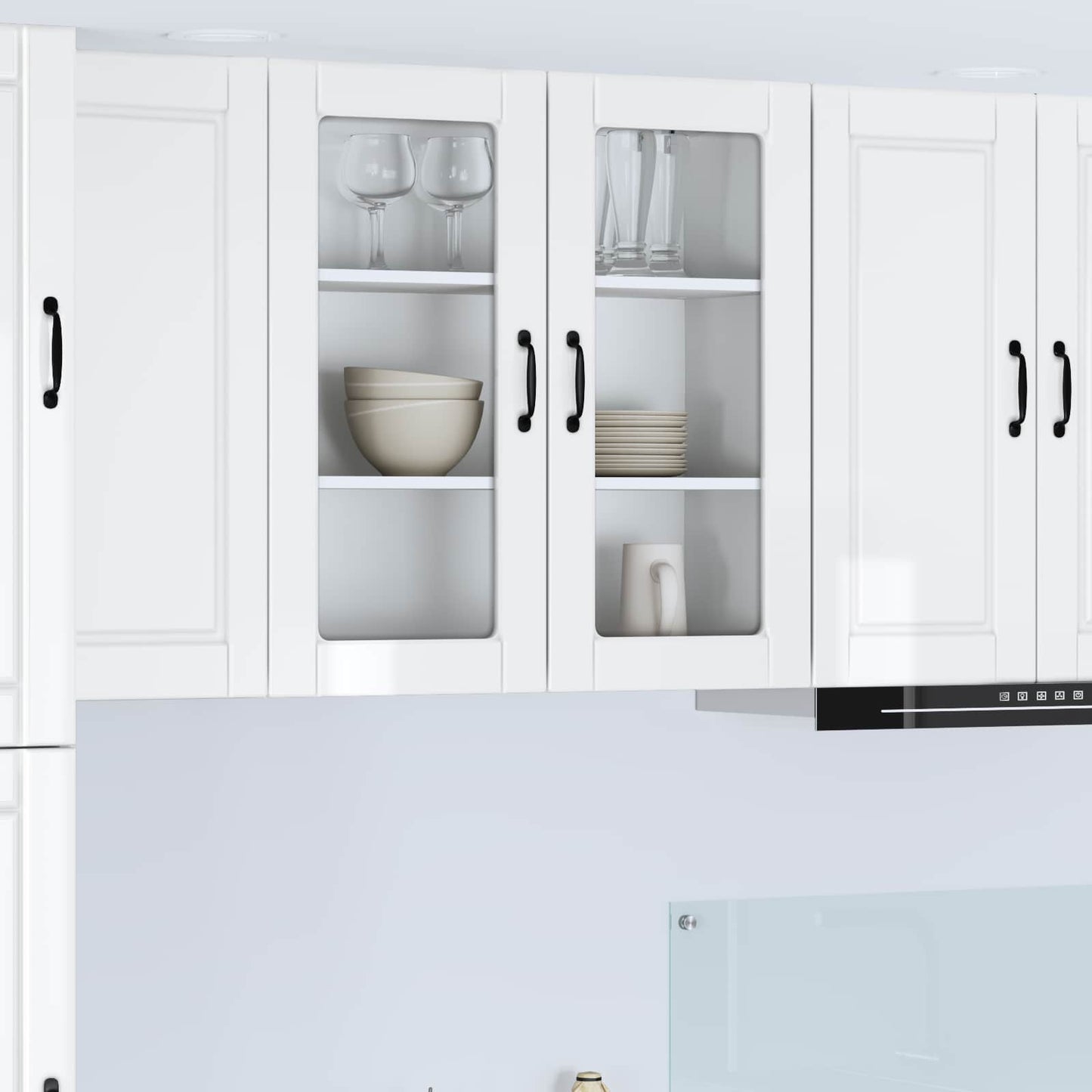 vidaXL Wall Glass Cabinet PORTO High Gloss White 80 x 31 x 80 cm